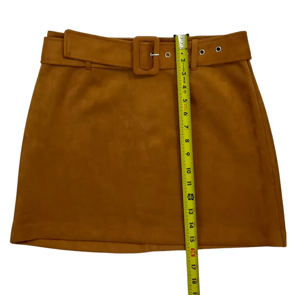 Forever 21 Women's Large Faux Suede Rust Orange Brown Mini Skirt 60's Retro - Image 8