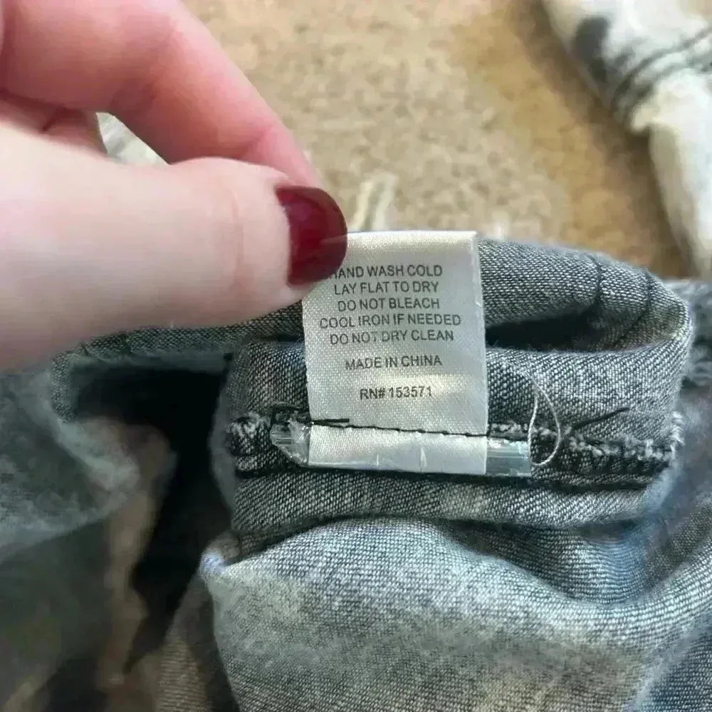 Oli & Hali Acid Wash Denim Cotton Oversized Button Shacket Shirt Jacket Size S Gray - Image 7