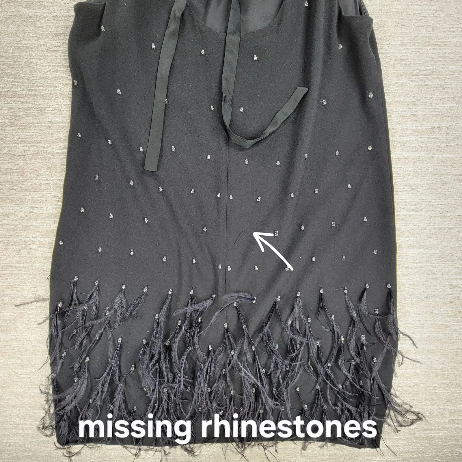 Ann Taylor Black Rhinestone Feather Hem Shift Dress 14 Party Cocktail Flapper - Image 14