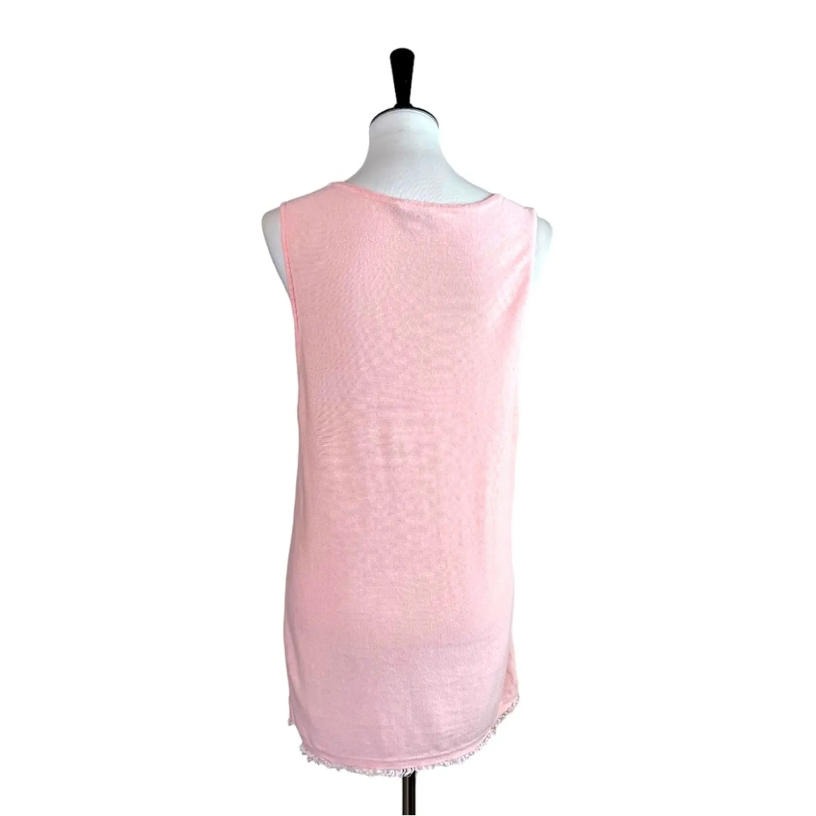 J.Jill Linen Blend Tunic Top Frayed Hem Sleeveless Pink Women’s Size Large Size M - Image 4