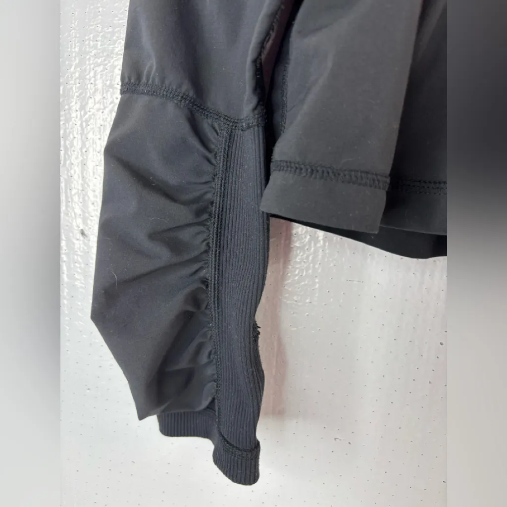 Zella S Running Zip Front Ruched Textured Black Jacket - Image 6