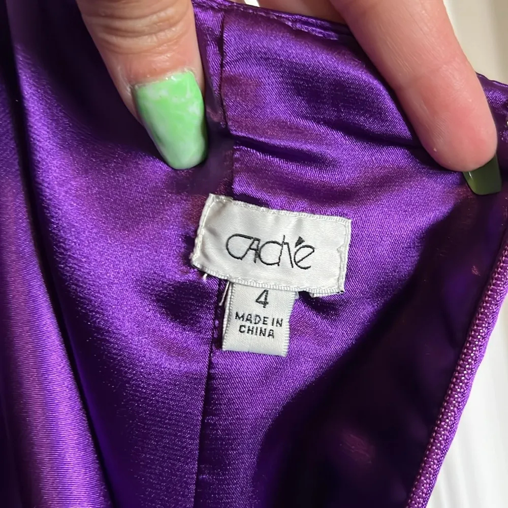 Cache Pleated Angled Bust Satin Dress - Image 7