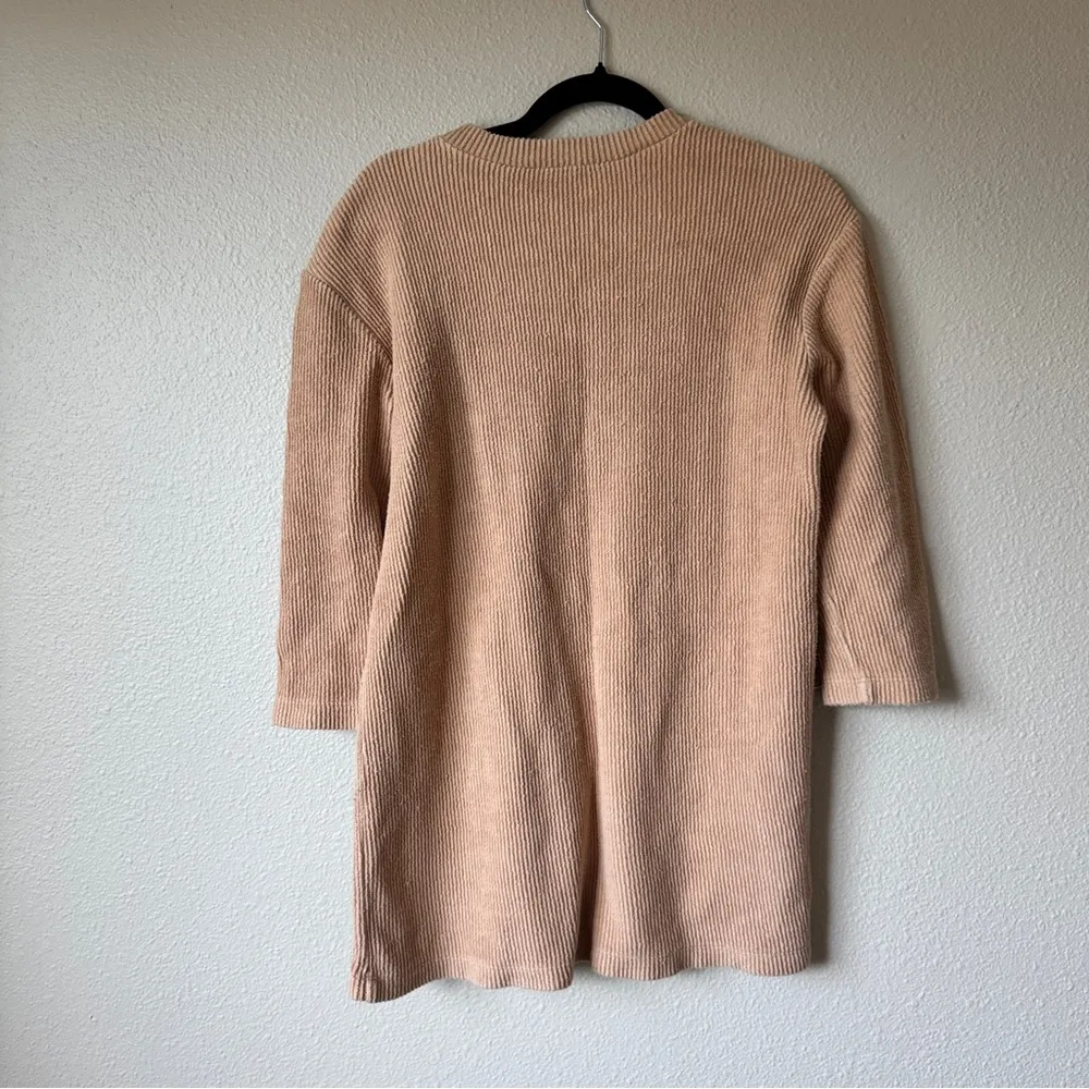 Reformation Tan Ribbed Short Sleeve Sweater Dress Womens S Channing Mini Preppy - Image 10
