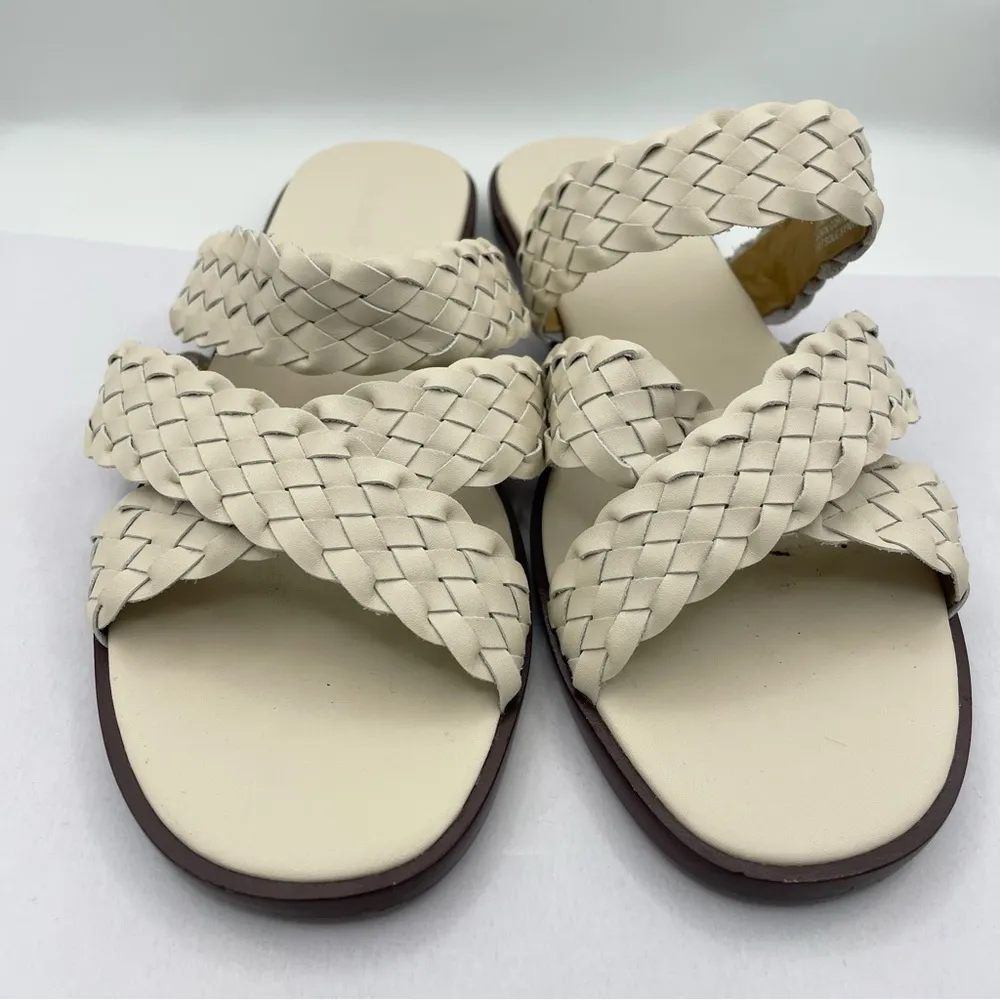 Madewell Mena woven leather cream slide sandals women’s Size 7 - Image 3