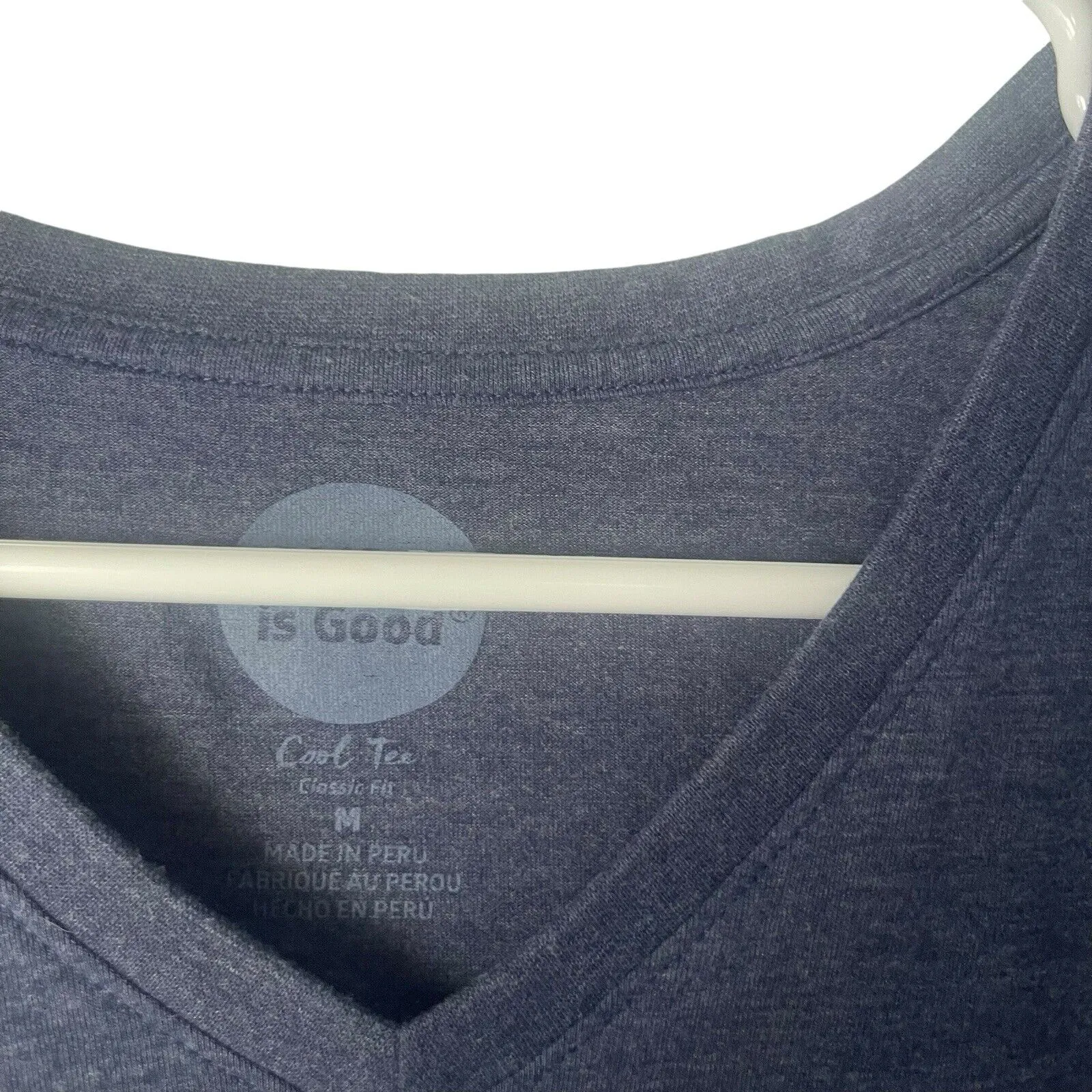 Life Is Good Women's Medium V Neck Blue Unplug Snow Mountains Outdoor T Shirt‎ - Image 5