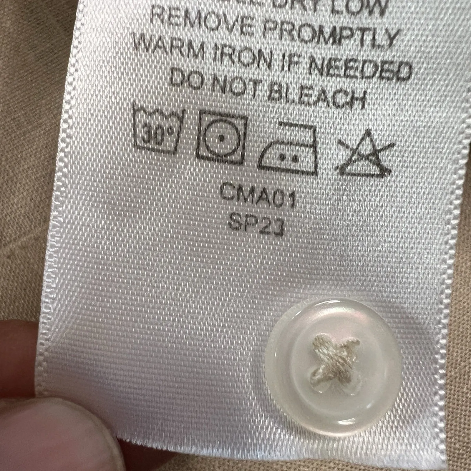 Quince Women's European Linen Short Sleeve Shirt Top Large‎ Beige Tan Button Up - Image 7