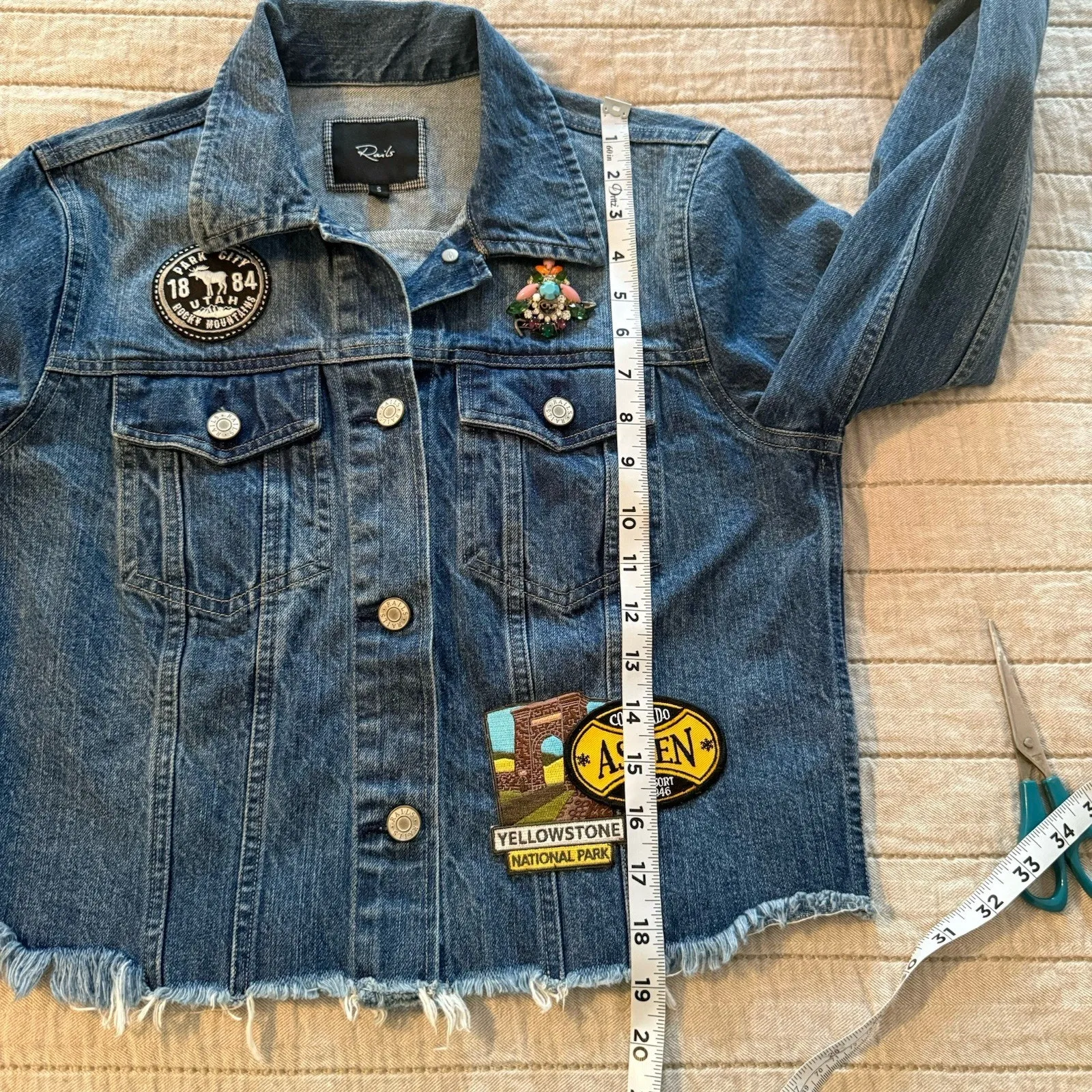 Rails Personalized Denim Jacket Small Blue Western Patches Cowboy Rodeo Cowgirl - Image 11