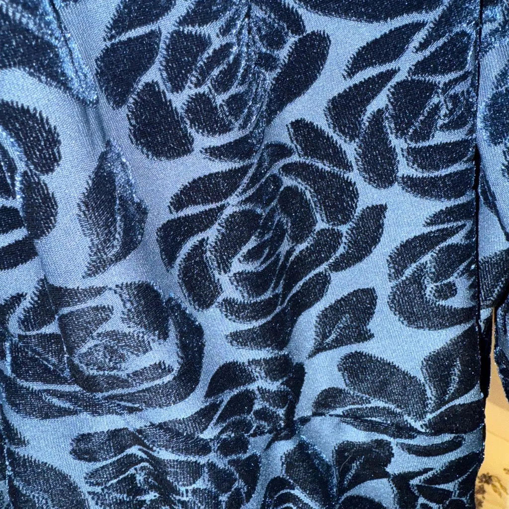 NWT Donna Morgan Navy Floral Velvet Dress size 8 - Image 3