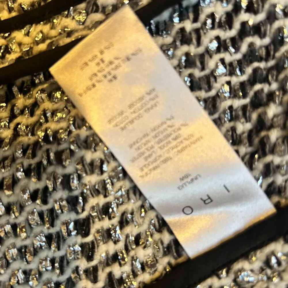 IRO Jacket Unplug Silver/White Metallic Tweed Size 36 Open Front - Image 8