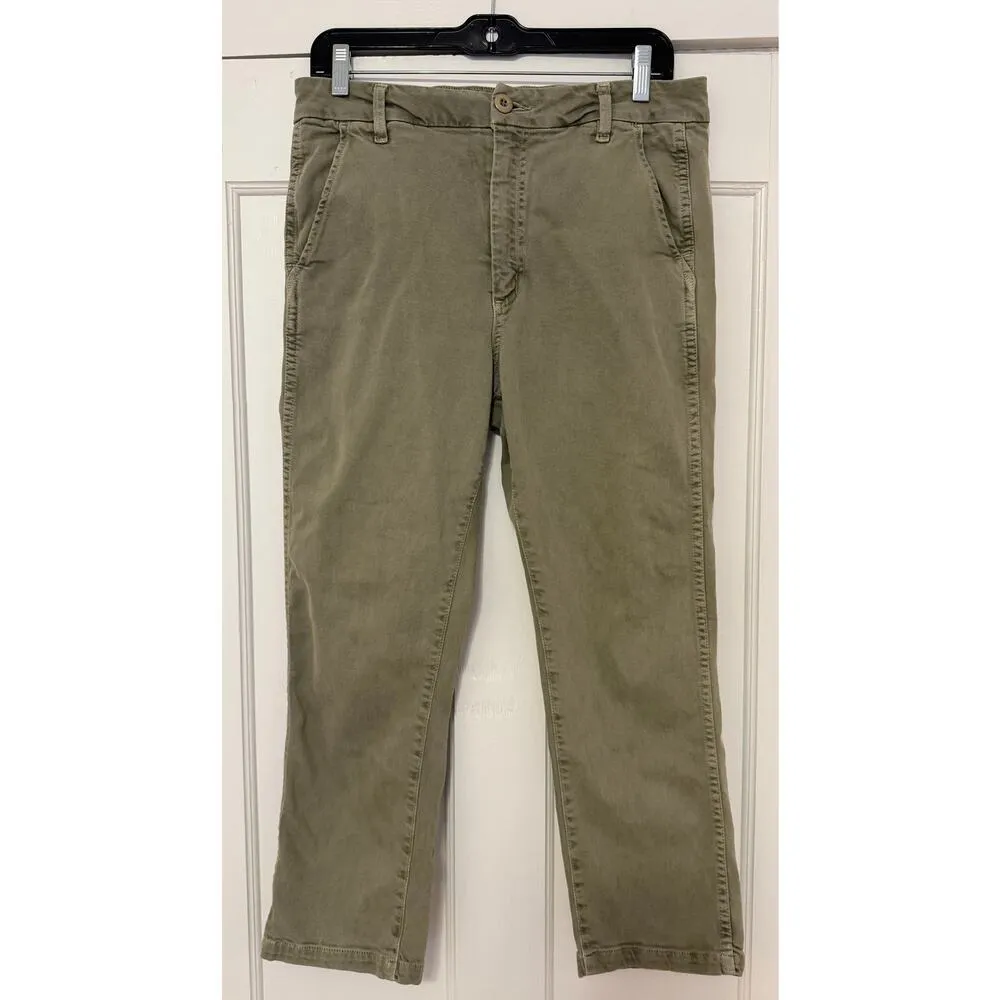 AMO Easy Trouser Straight Leg Chino Pants Crop Size 28 (khaki army surplus) Green - Image 3