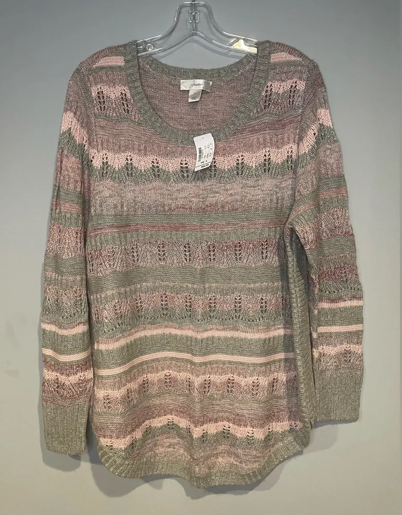 Womens Christopher & Banks Size 14W Pink Gray Sweater Pull Over Casual Office - Image 1