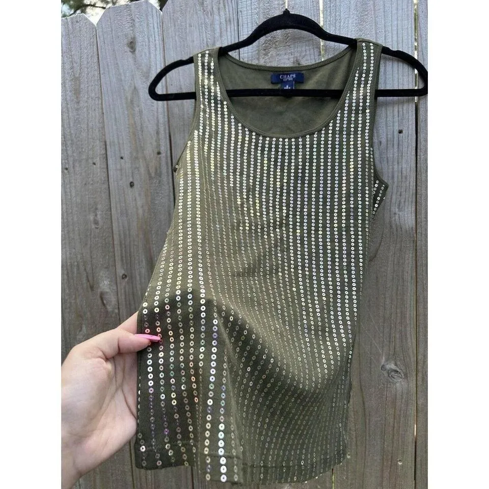 Green sequin tank by chaps size small - Image 4