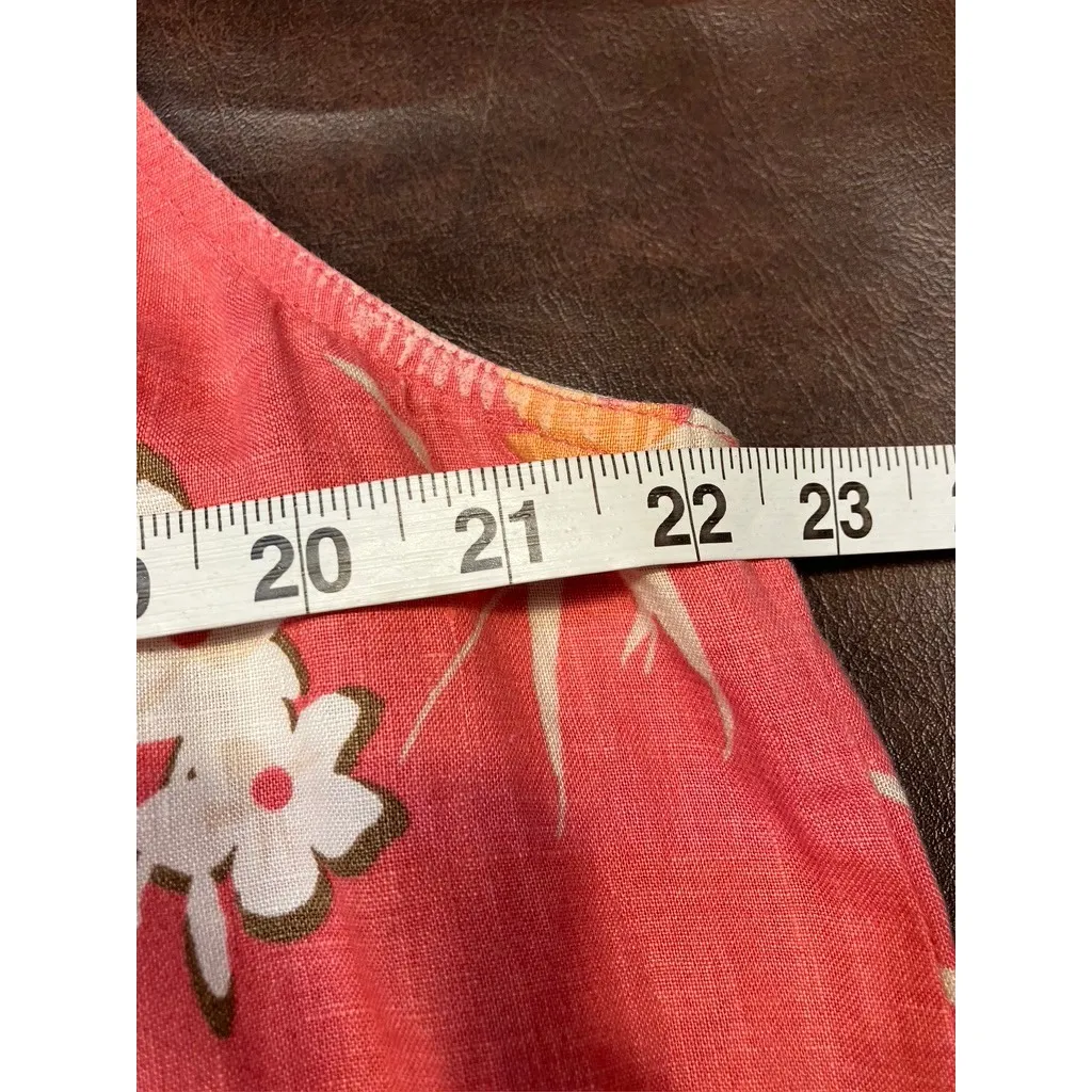 J Jill Linen XL Floral Print Sleeveless Dress Pink Tropical Beach Casual Coastal - Image 9