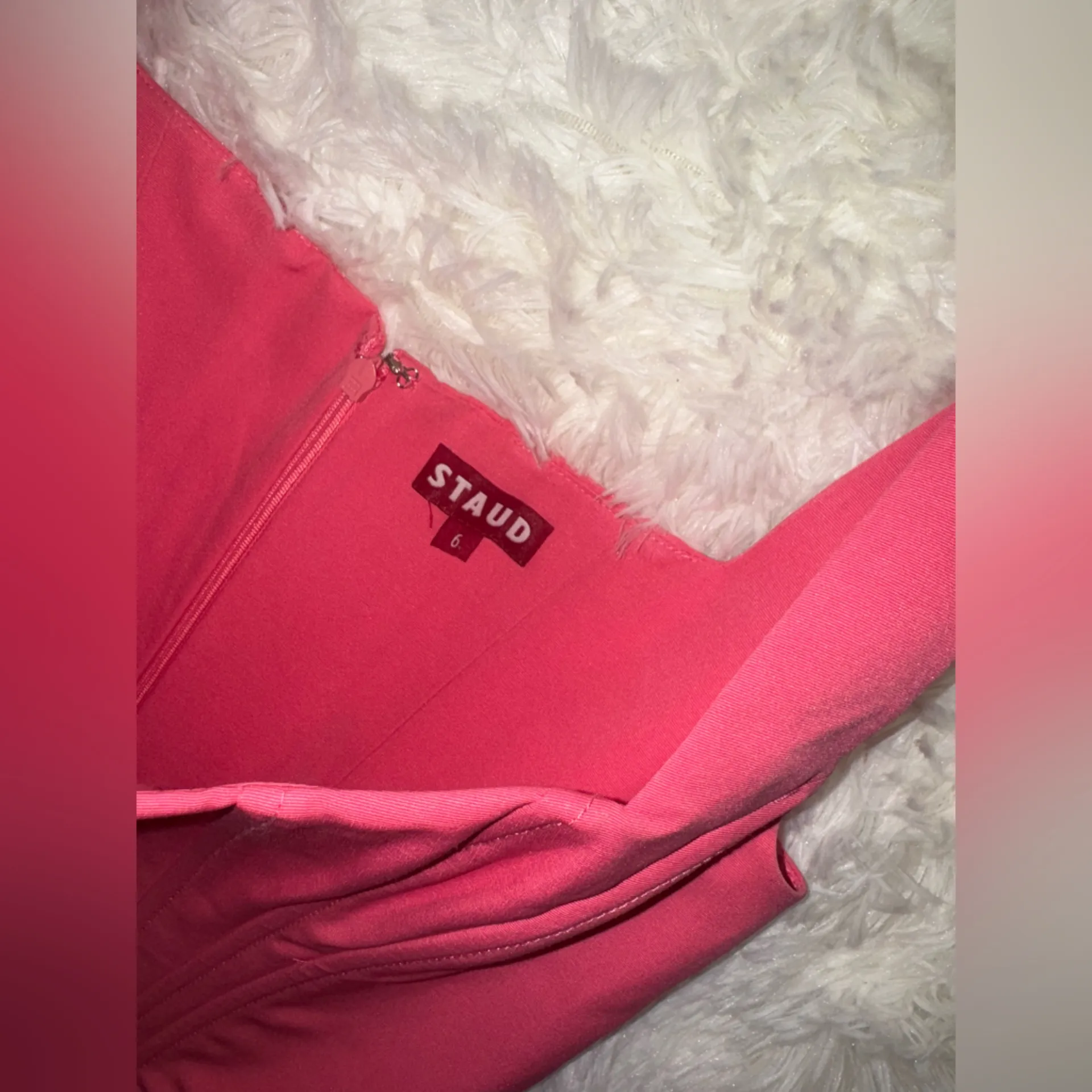 NEW STAUD Pink Landscape Bustier Cotton-Blend Mini dress sz 6 - Image 4