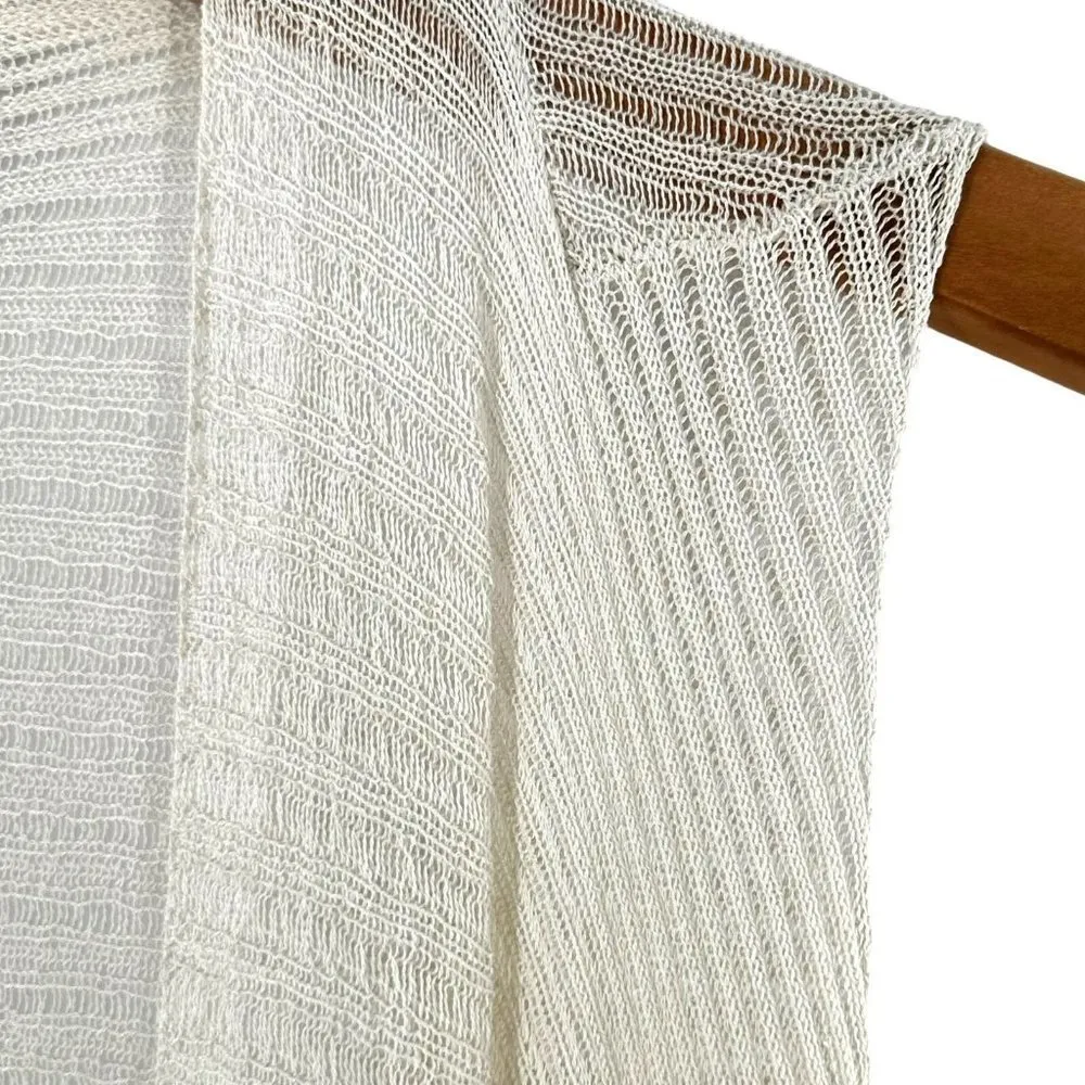 Eileen Fisher Cream Knit Sleeveless Draped Sweater Vest Size Medium Neutral - Image 3