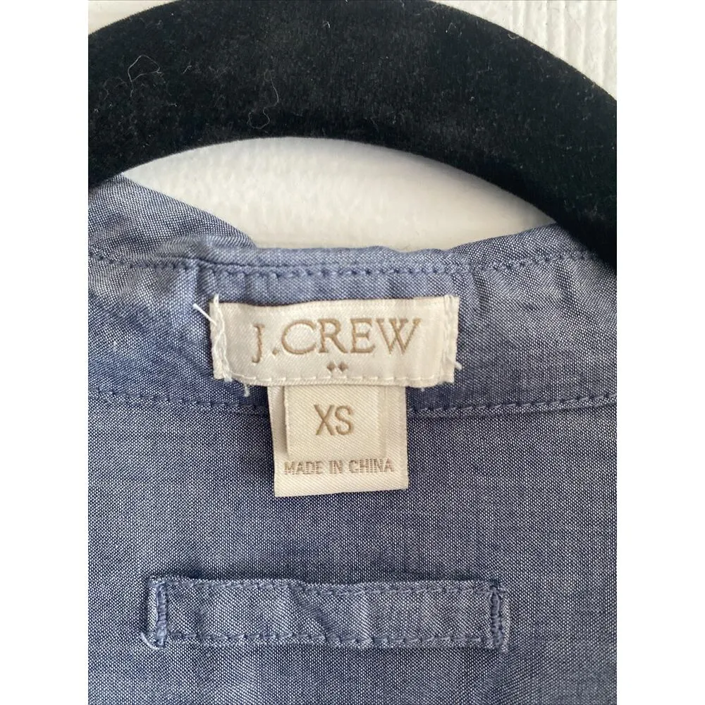 J Crew Women's XS Blue Chambray Pocket Tunic Preppy Coastal‎ Nautical Boat Prep - Image 2