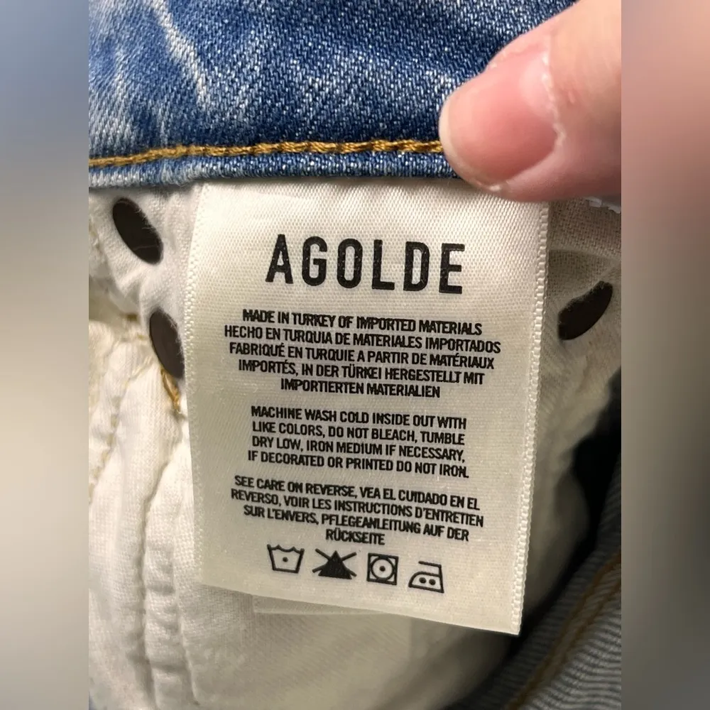 AGOLDE Riley Crop High Rise Straight Womens Size 23 Denim Blue Whiplash Jean NEW - Image 6