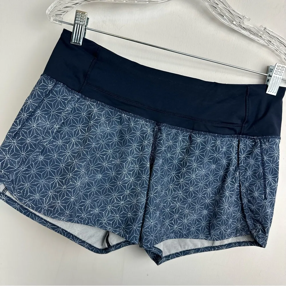 Lululemon Run Times Short Blue Swift Ultra Sz 4 Inkwell Star Print Athletic Run - Image 8