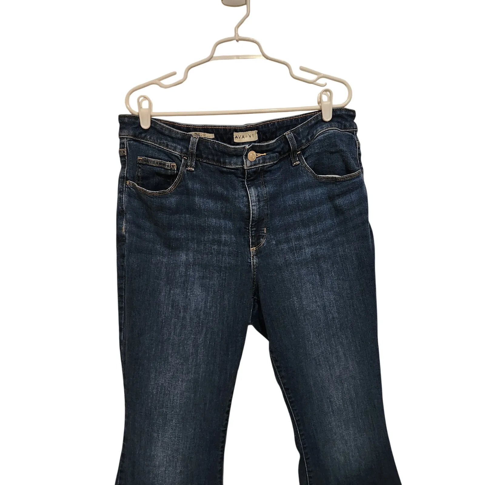 Ava & Viv Blue Denim Medium Wash Classic Stretch High Rise Flare Jeans Size 18 - Image 5