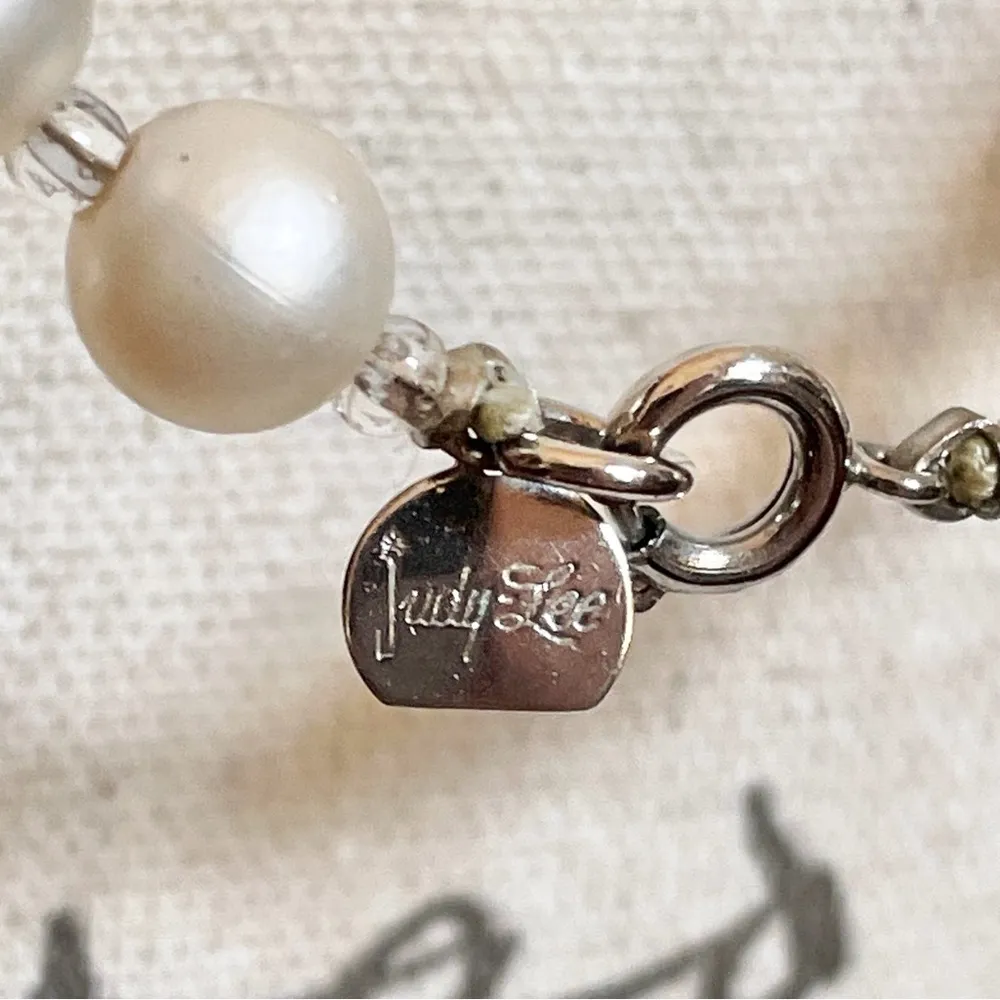 Vintage Judy Lee Faux Pearl Aurora Borealis Signed Necklace White - Image 10