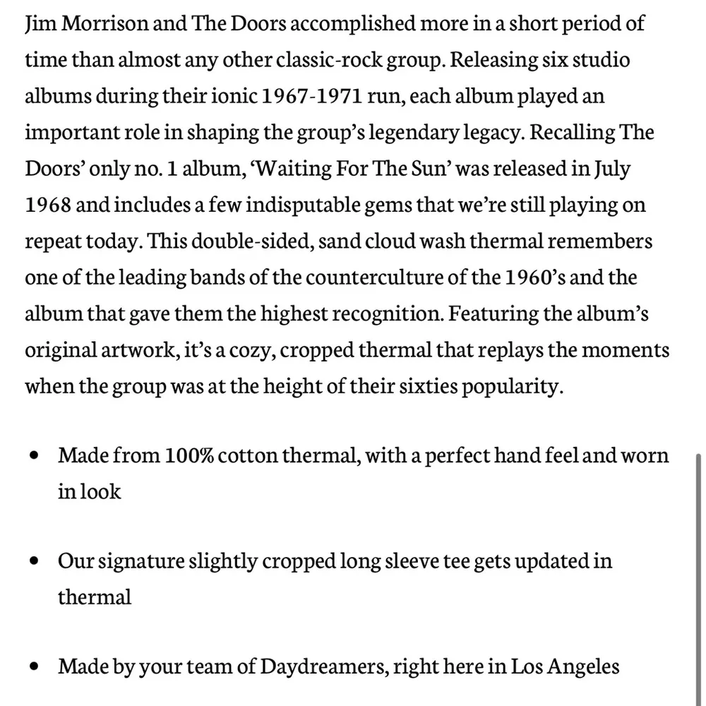 Daydreamer The Doors 1968 Cropped Thermal Sun Cloud Top - Image 3