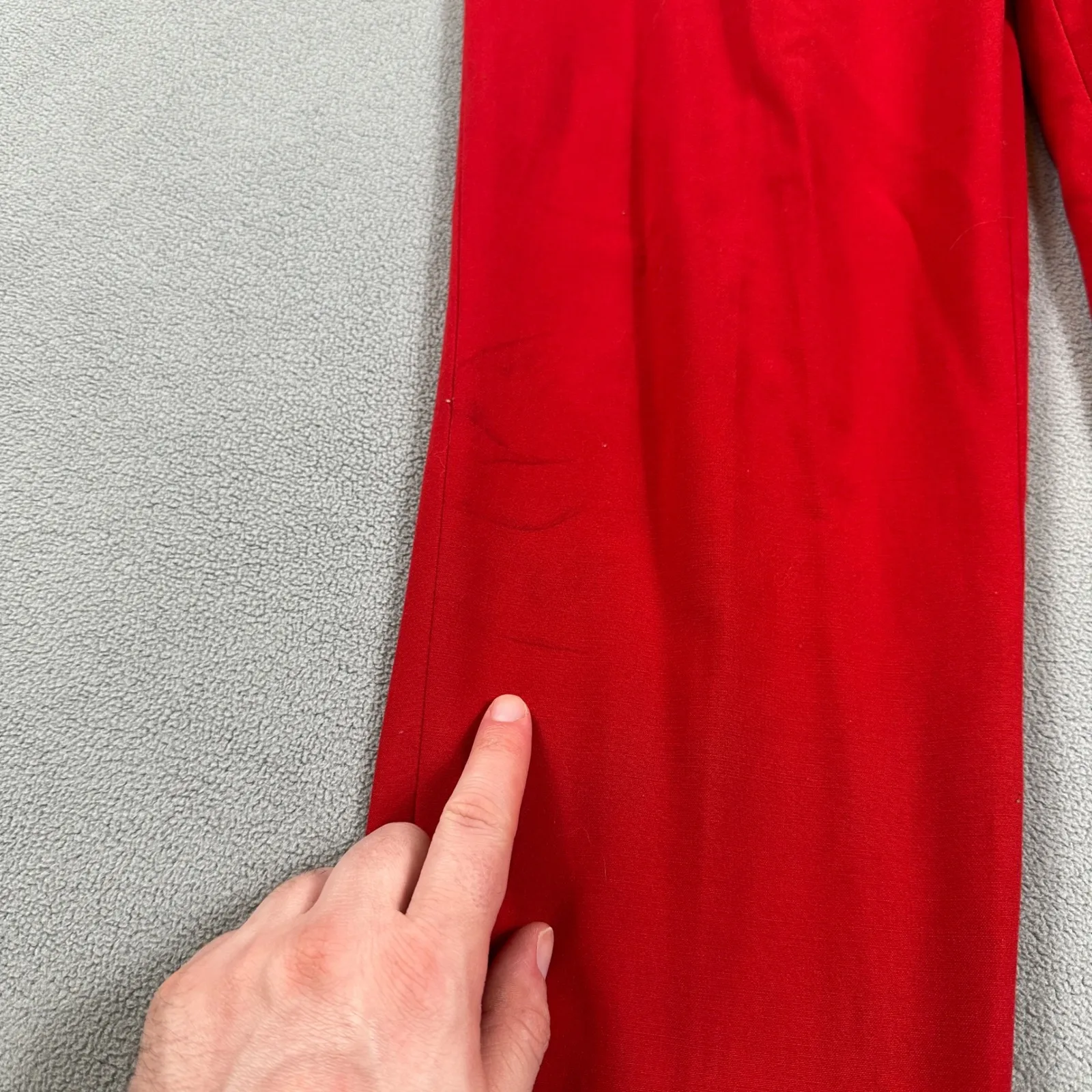 ZARA BASIC Womens Pants Trousers M 32x27 Red Straight Leg Mid Rise Work Pockets Size M - Image 6