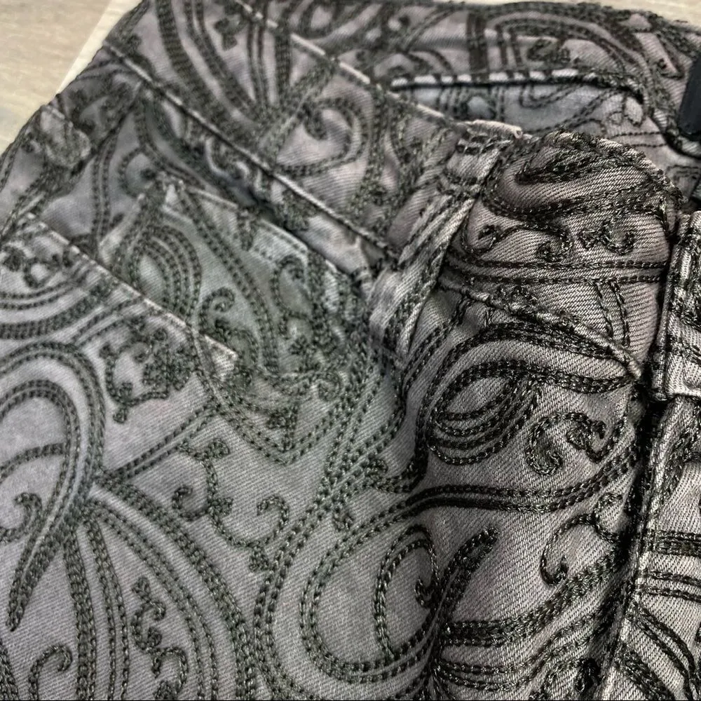 Joes Jeans Gracie Paisley Embroidered Black Collection Jeans Gray Black Size 27 - Image 5