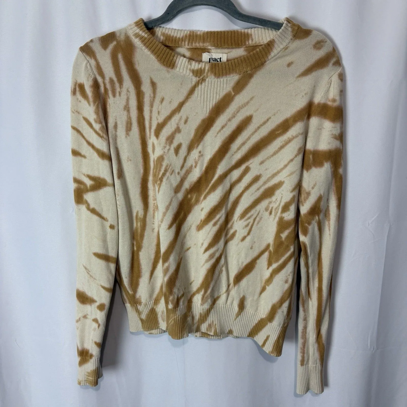 Pact Women's Spiral Tie Die Classic Crew Sweater Size Small Organic Lightweight - Image 6