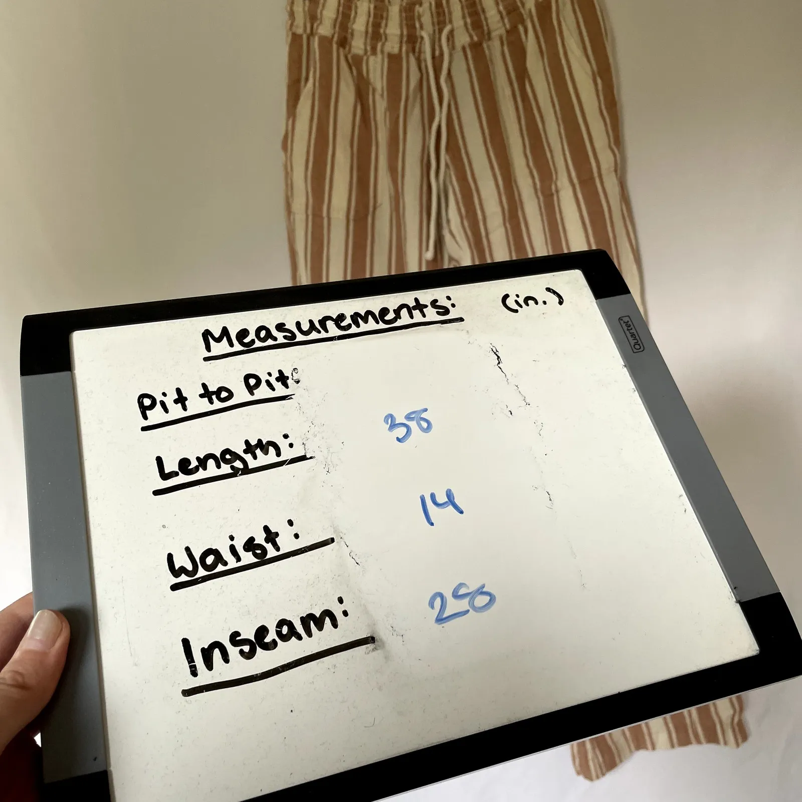 Roxy beachcore beige orange striped cotton linen pants women's size Xl casual - Image 4