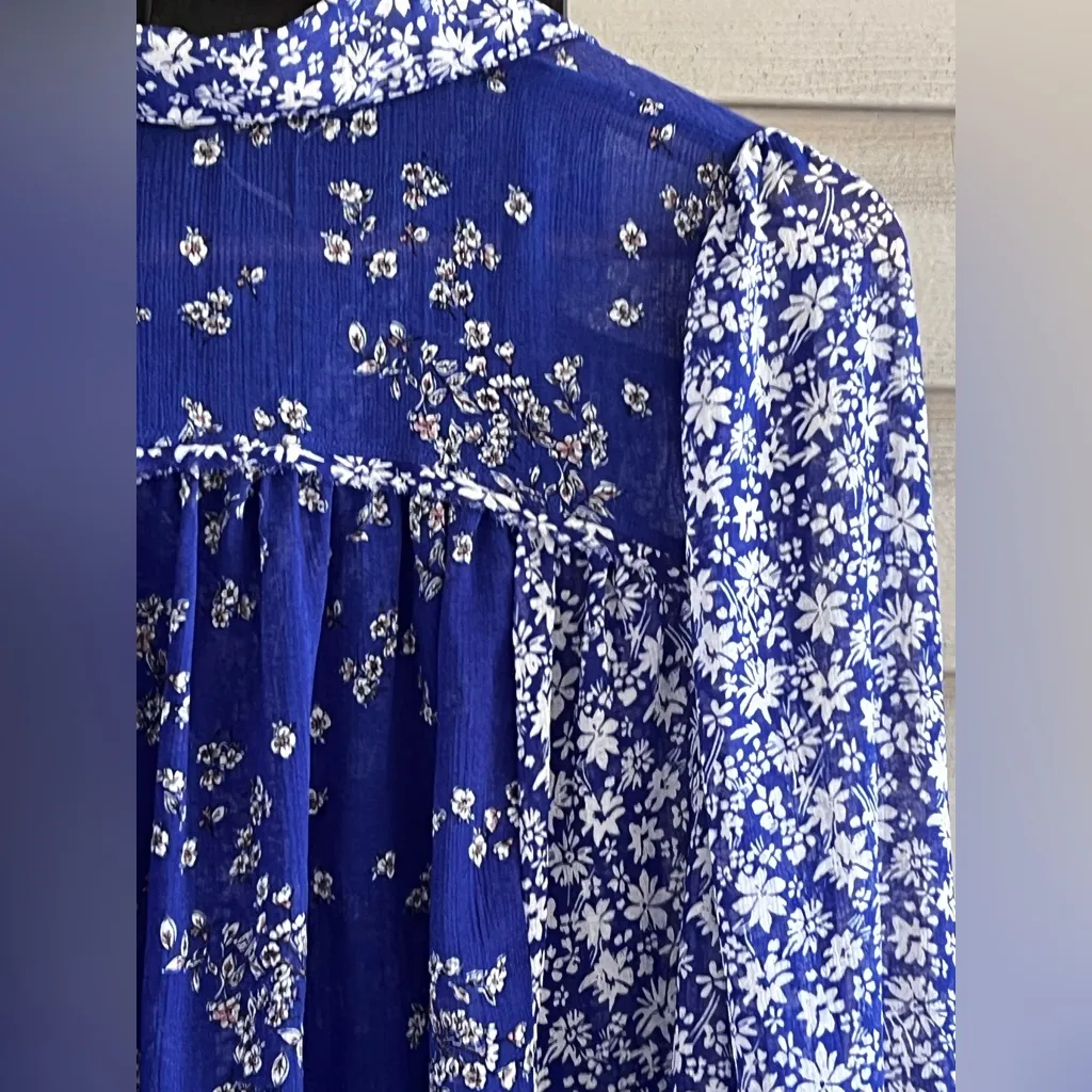 Free People SERENA PRINTED BLOUSE - BLUE COMBO - Image 14