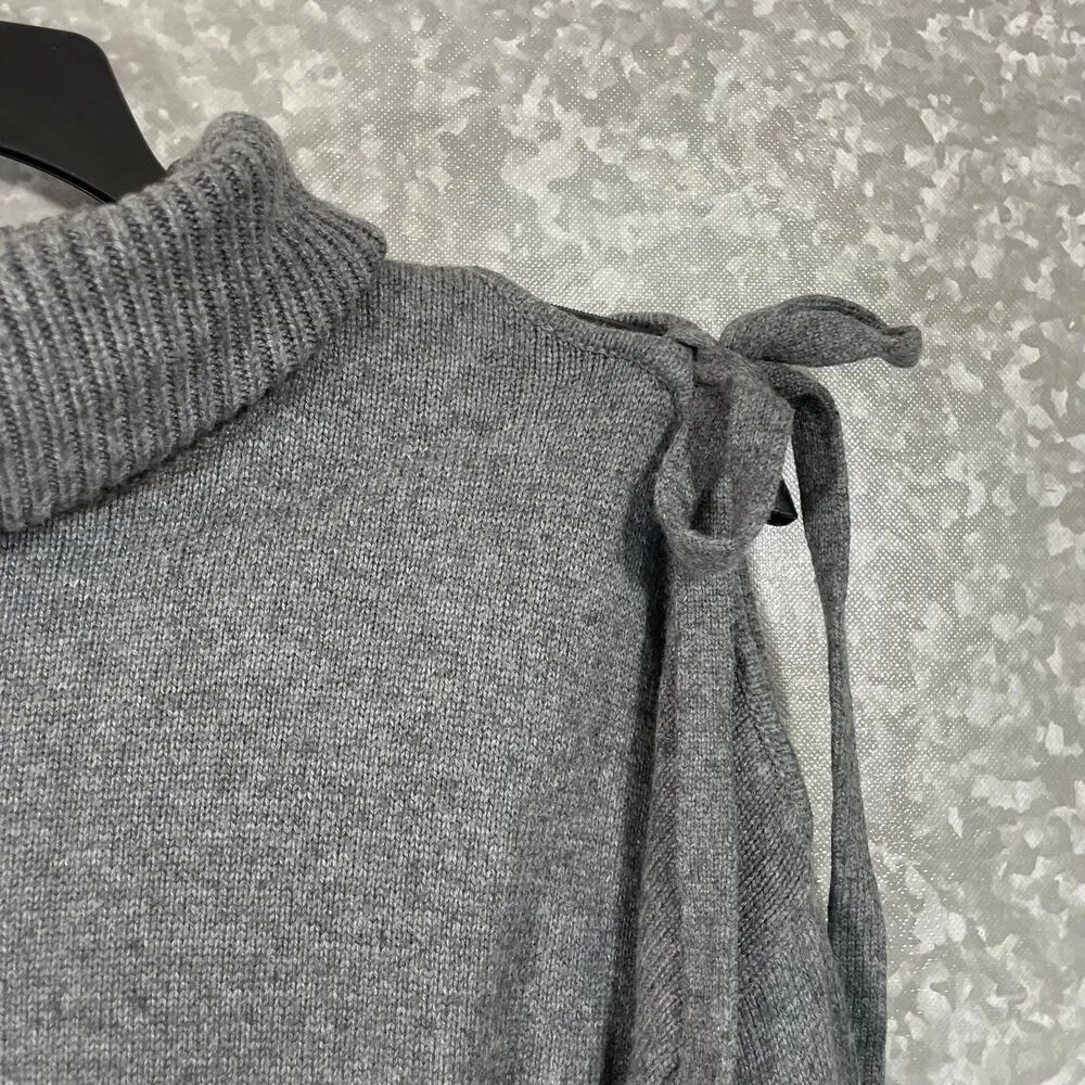 Halogen Women's Gray Tie Shoulder Turtleneck Tunic Sweater - Size XL - Cozycore - Image 2