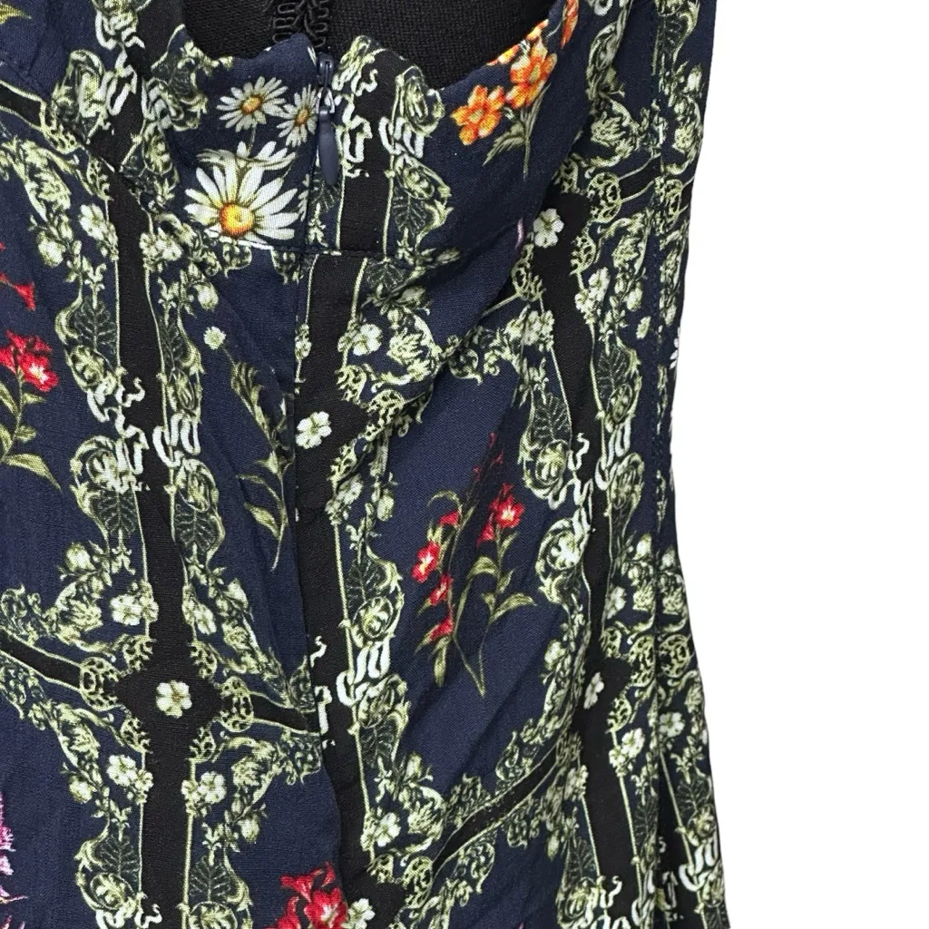 Women's Size XL Dainty Floral Tile Print Flutter Sleeve Mini Dress Agua Bendita‎ Blue - Image 5