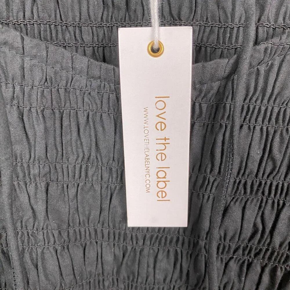 Love The Label Anthropologie Black Smocked Puff Sleeve Blouse Sz.S NWT - Image 10