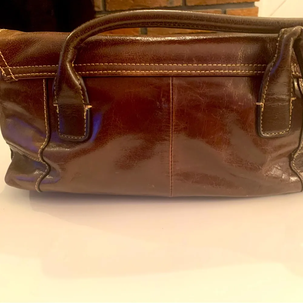 Giani Bernini Chocolate Brown Leather Hobo Shoulder Bag with Silver Hardware - Image 2