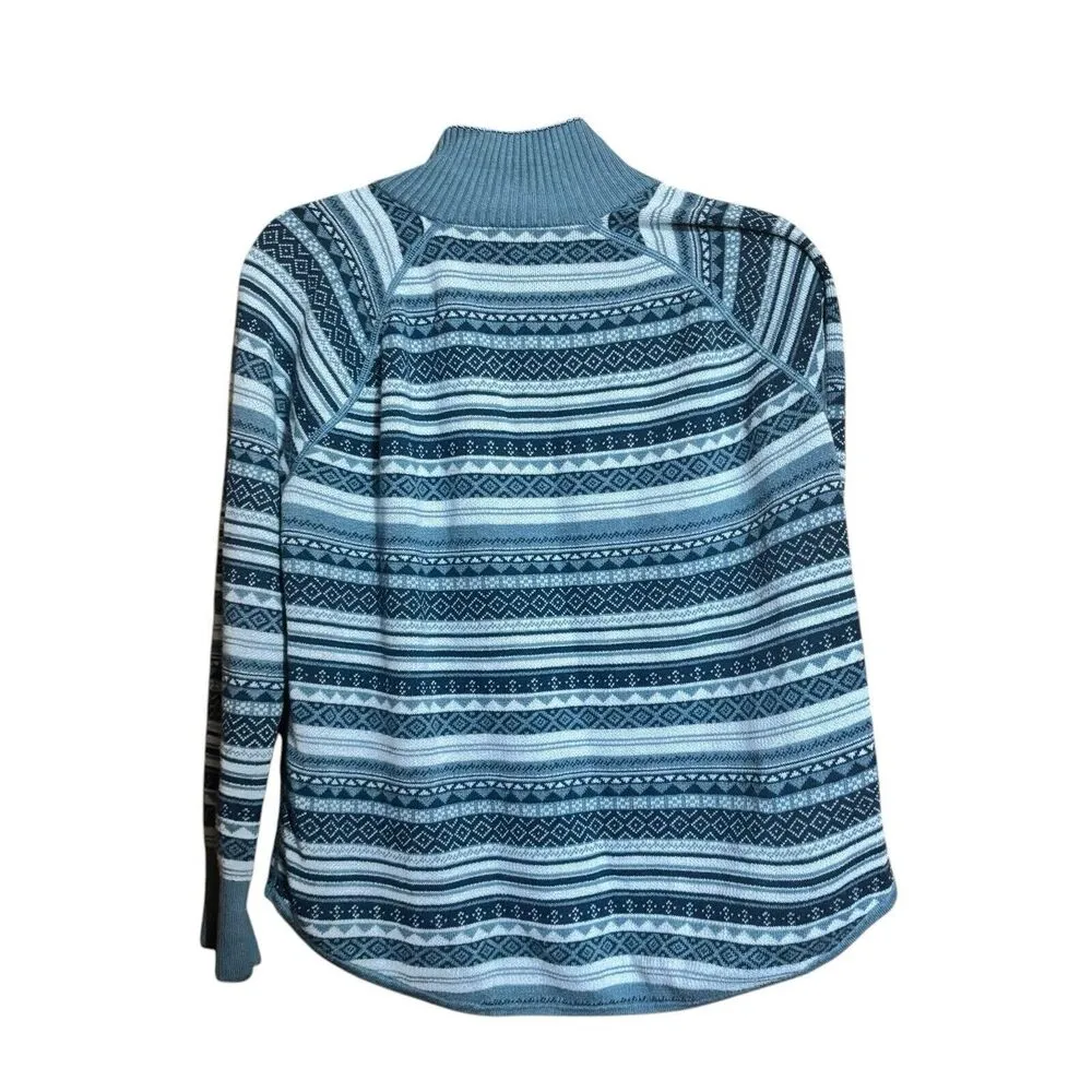 Eddie Bauer Sweatshirt Womens Large Multicolor Stripe Stretch 1/4 Zip Blouse - Image 6