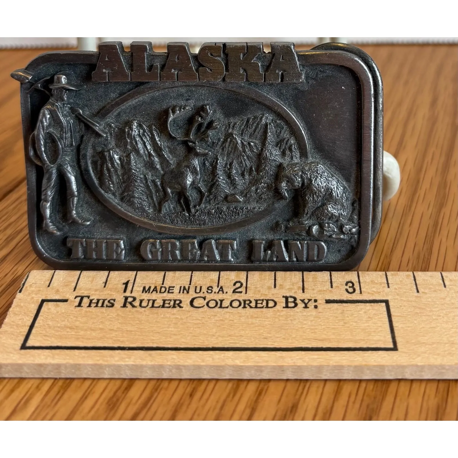 Vintage‎ 1983 Siskiyou Buckle Co Alaska The Great Land Belt Buckle Made USA - Image 5