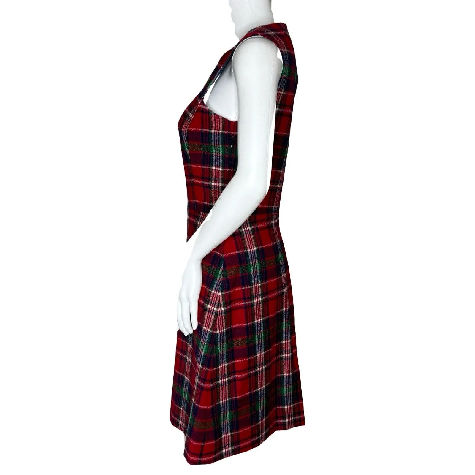 Vineyard Vines Dress Womens 2 Red Green‎ Plaid Christmas Tartan Fit Flare Preppy - Image 3