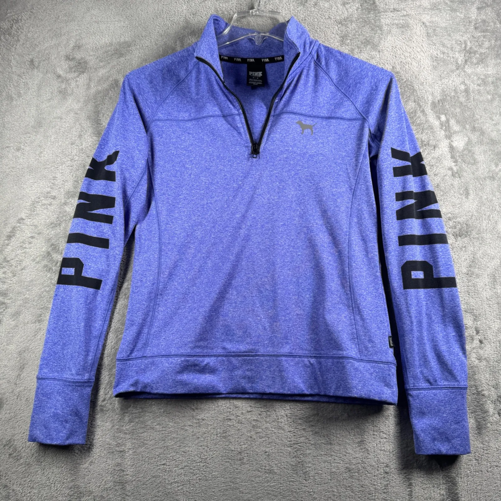 PINK Victorias Secret Quarter Zip Sweatshirt Women M Purple Blue Athleisure Logo - Image 3
