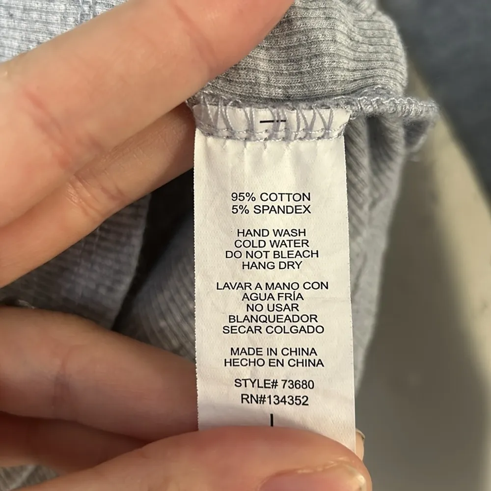 🦋 Ambiance Grey Turtleneck Ribbed Cropped Blouse Tee Casual Comfy Large Stretch - Image 3