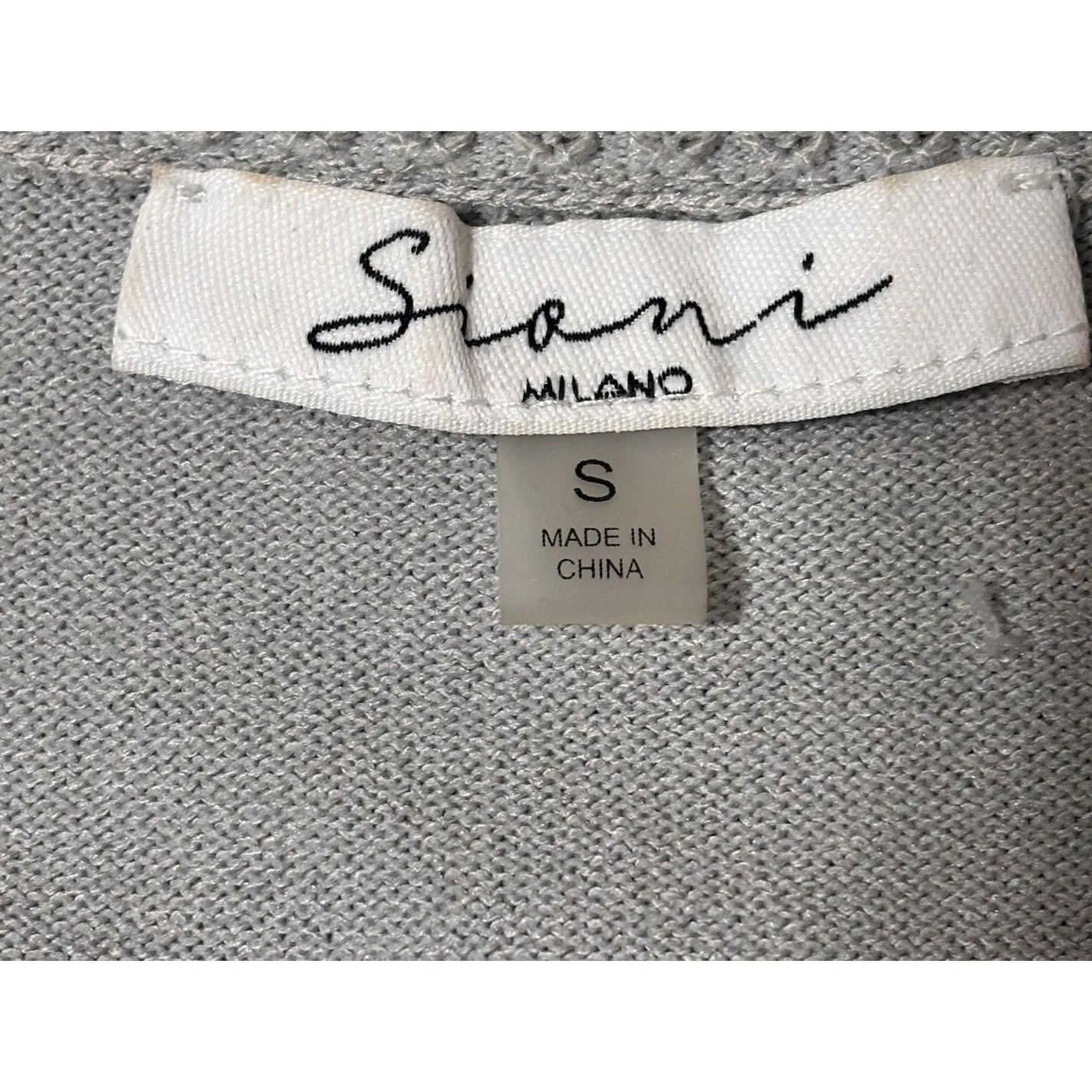 Sioni Milano Women’s Grey Cardigan Sheer Lace Balloon Puff Sleeve Sweater Sz Sm - Image 5