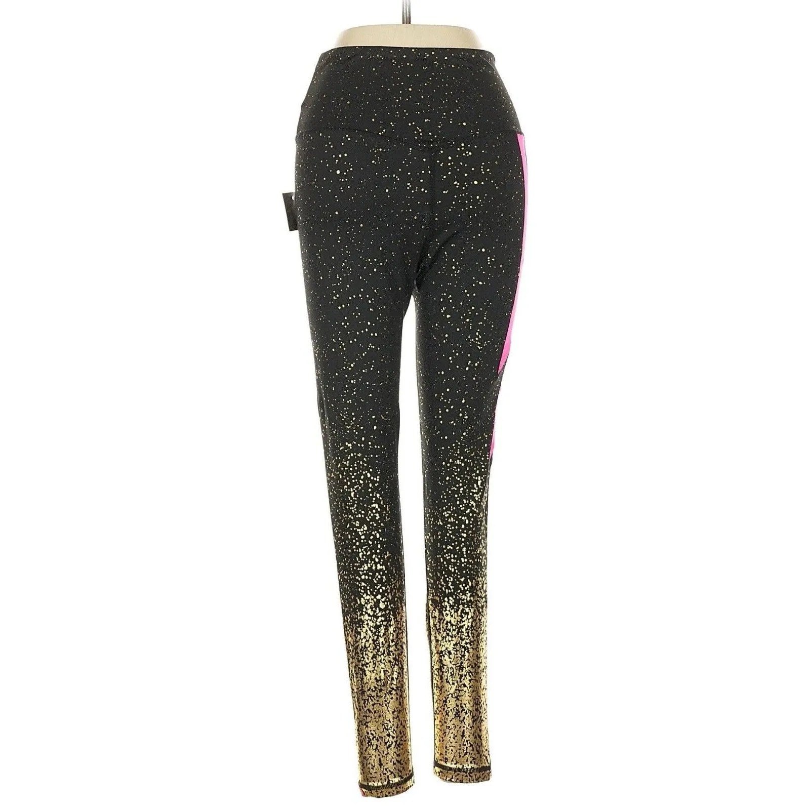 Super Fresh Women’s Leggings Black Gold Pink Lightening Bolt Small Workout Gym - Image 4