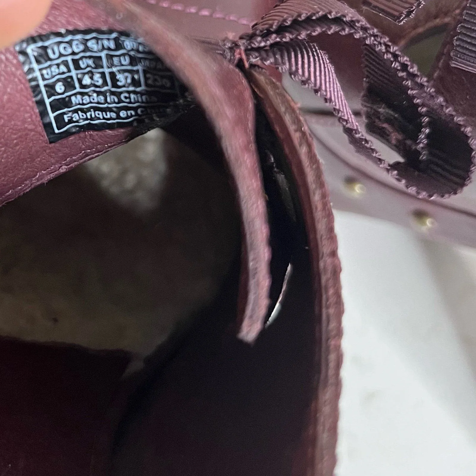 UGG Celestina Brown Shoes Leather Wood Studded Shearling Footbed Womens Size 6 - Image 8