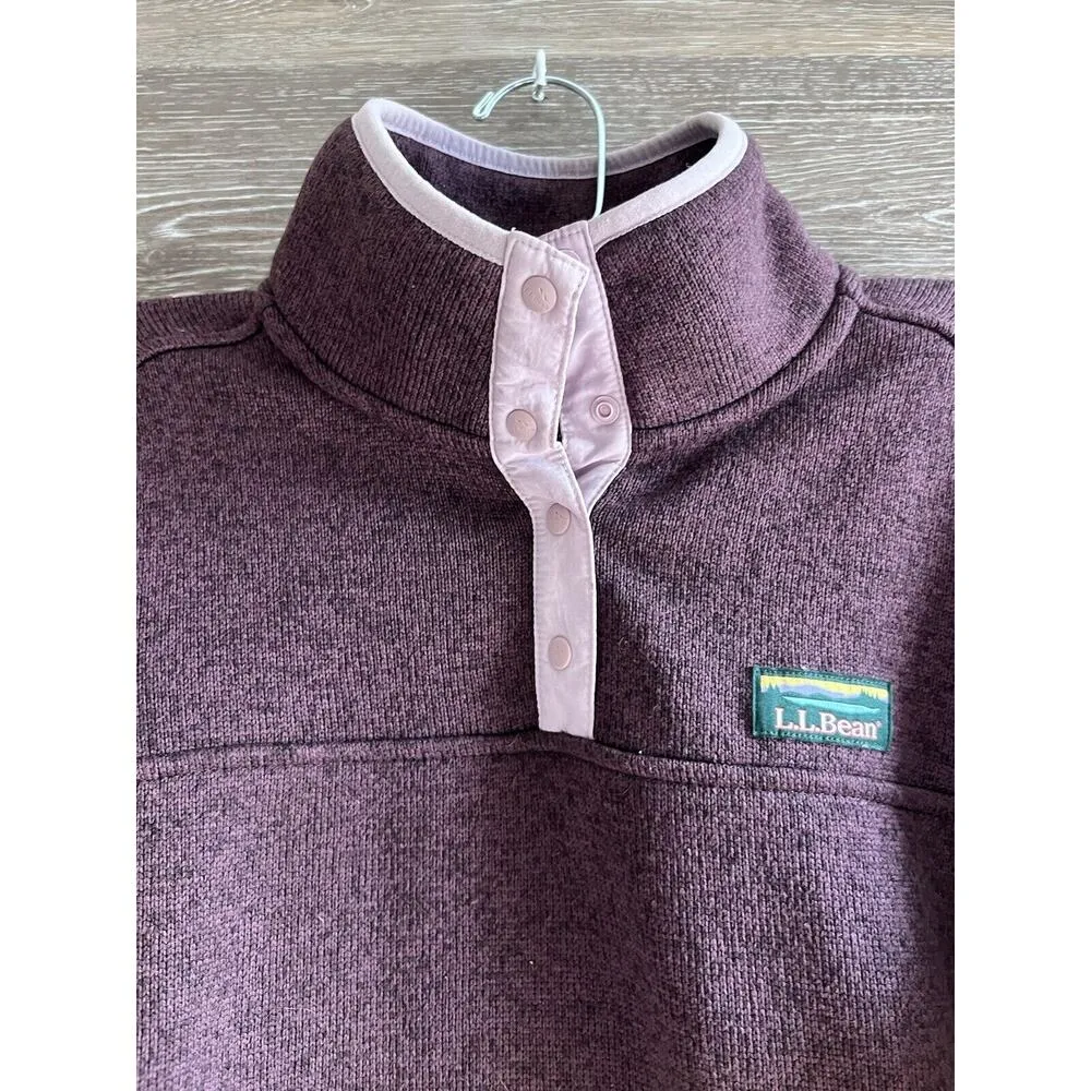 LL Bean Womens Sweater Fleece Pullover Knit Stretch Snap Pewter Sz S Gorp core - Image 3