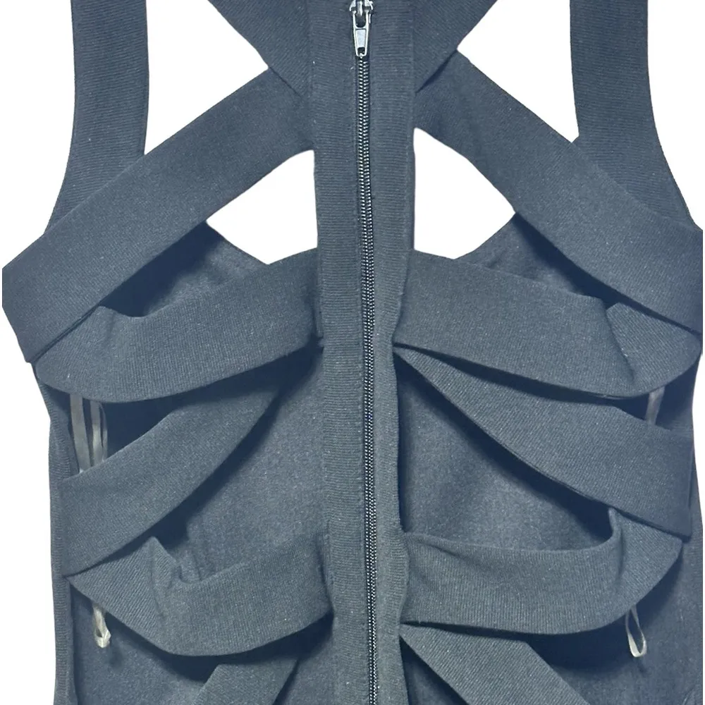 Vintage 1990’s Caged Back Little Black Dress Size Small mob wife - Image 2