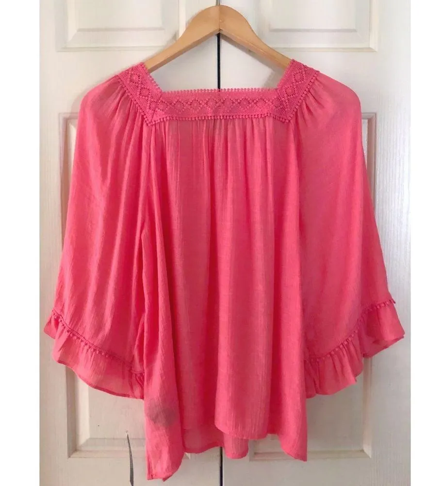 NWT Zac + Rachel Pink Crochet Trim Top - Image 4
