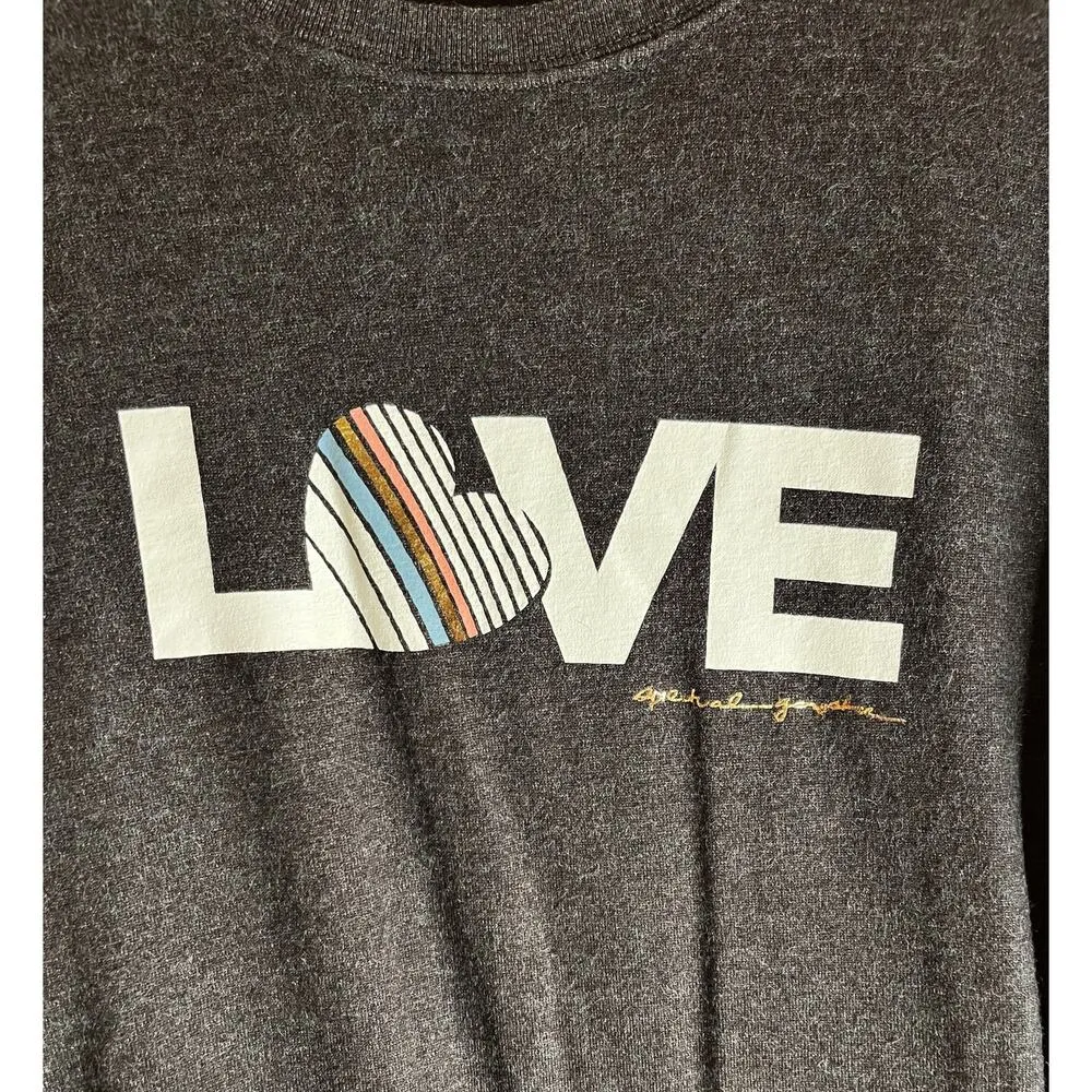 SPIRITUAL GANGSTER Savasana Pullover LOVE Sweatshirt Crew Neck Large Gray EUC - Image 4