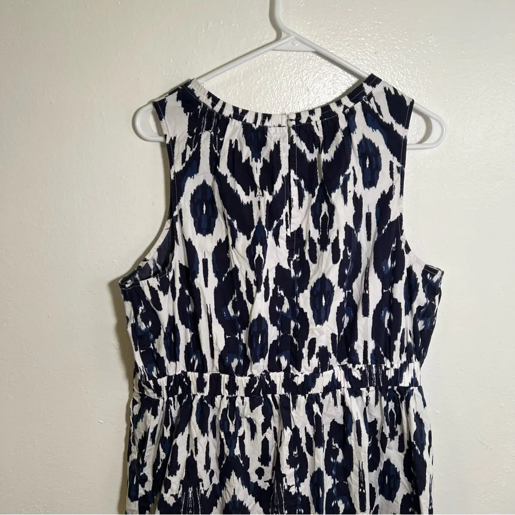 Lane Bryant Elastic-Neck Tie-Waist Midi Dress White Navy 16 - Image 11