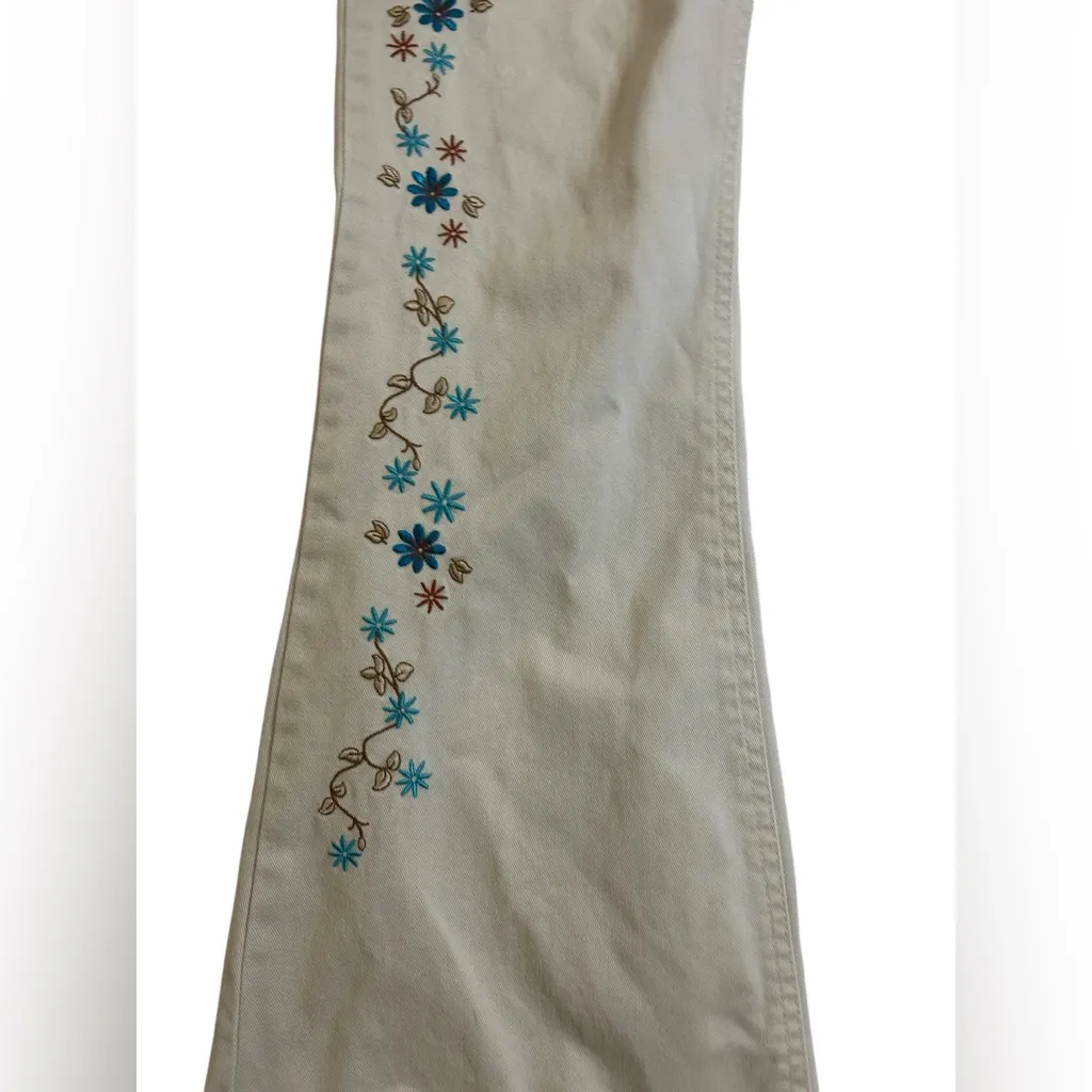 Vintage Y2K Mudd Lace-Up Front Tie Flare Jeans Size 3 Floral Embroidered RARE - Image 16