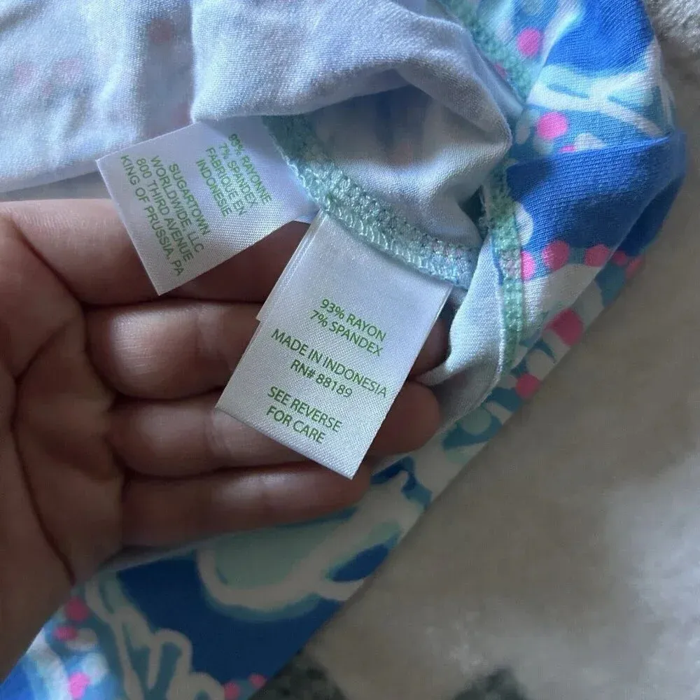 Lilly Pulitzer UPF 50 + Cotton Sophie Dress Into the Deep Size XXS Pink Blue - Image 4