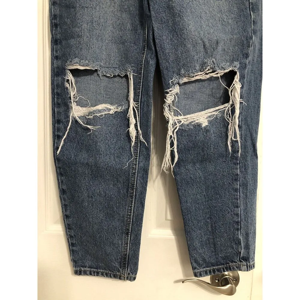 Prettylittlething High‎ Rise Denim Mom Jeans Womens Size 4 Distressed Ripped - Image 4